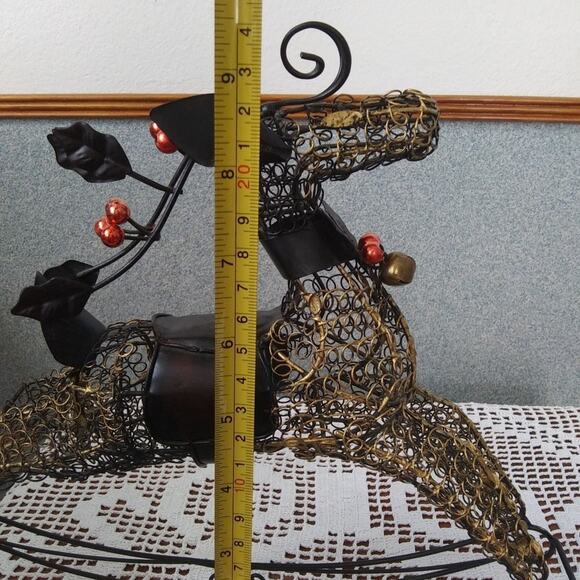 Curly Metal Wire Rocking Reindeer Christmas Winter Holiday Decor Jingle Bells - Picture 9 of 10